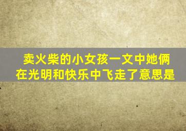 卖火柴的小女孩一文中她俩在光明和快乐中飞走了意思是