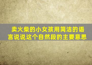 卖火柴的小女孩用简洁的语言说说这个自然段的主要意思