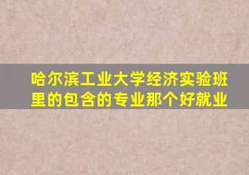 哈尔滨工业大学经济实验班里的包含的专业那个好就业