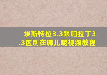 埃斯特拉3.3跟帕拉丁3.3区别在哪儿呢视频教程