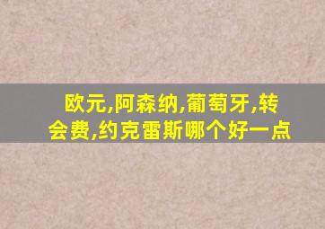 欧元,阿森纳,葡萄牙,转会费,约克雷斯哪个好一点