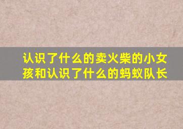 认识了什么的卖火柴的小女孩和认识了什么的蚂蚁队长