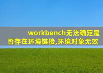 workbench无法确定是否存在环境链接,环境对象无效